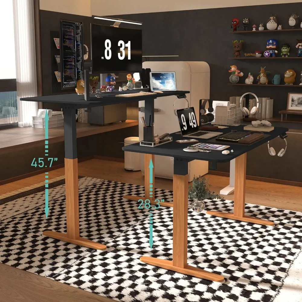 Desk with height measurement arrows showing dimensions